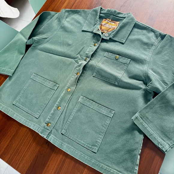 Big Bud Press Denim Work Jacket Emerald Green Unisex 1XL 100% Cotton Plus Size - Picture 12 of 16